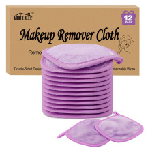 Homexcel makeup remover klud 12 tælling (pakke med 1) genanvendelig makeup remover pads vaskbar ultra blød ansigtsrensning klæder til alle hudtyp