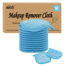 Homexcel makeup remover klud 12 tælling (pakke med 1) genanvendelig makeup remover pads vaskbar ultra blød ansigtsrensning klæder til alle hudtyp