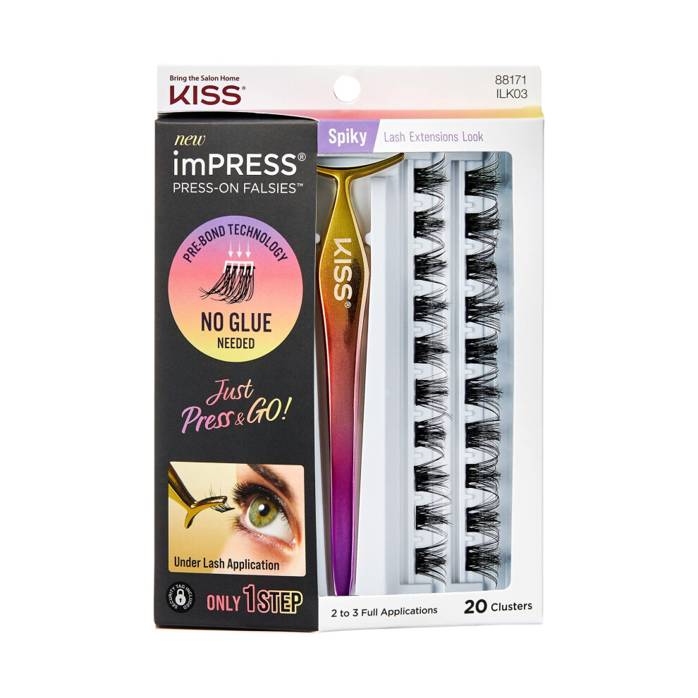 Imponere Kiss Impress Falsies False Eyelashes Lash Clusters Spiky' 16 Mm Includes 20 Clusters 1 Applicator Contact Lens Friendly Easy To Apply Reusable