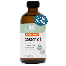 J Mac Botanicals Organic Castor Oil Klte gepresst (Glasflasche 8 oz) reines nicht refiniertes Hexan frei fr Gesichtshaut Wimpernpackungen Packs