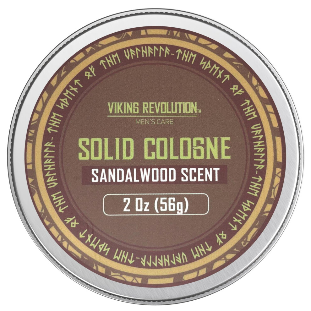 Viking Revolution Sandalwood Mens Solid Cologne Men 2 Oz - Men Solid Perfume with Sandalwood Cologne for Men - Balm Cologne for Mens Cologne Balm