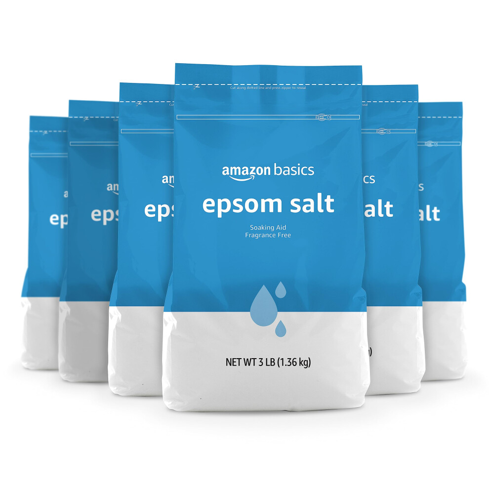 Amazon Basics Epsom Salt Soak  Magnesium Sulfate USP  3 Pound  6-Pack