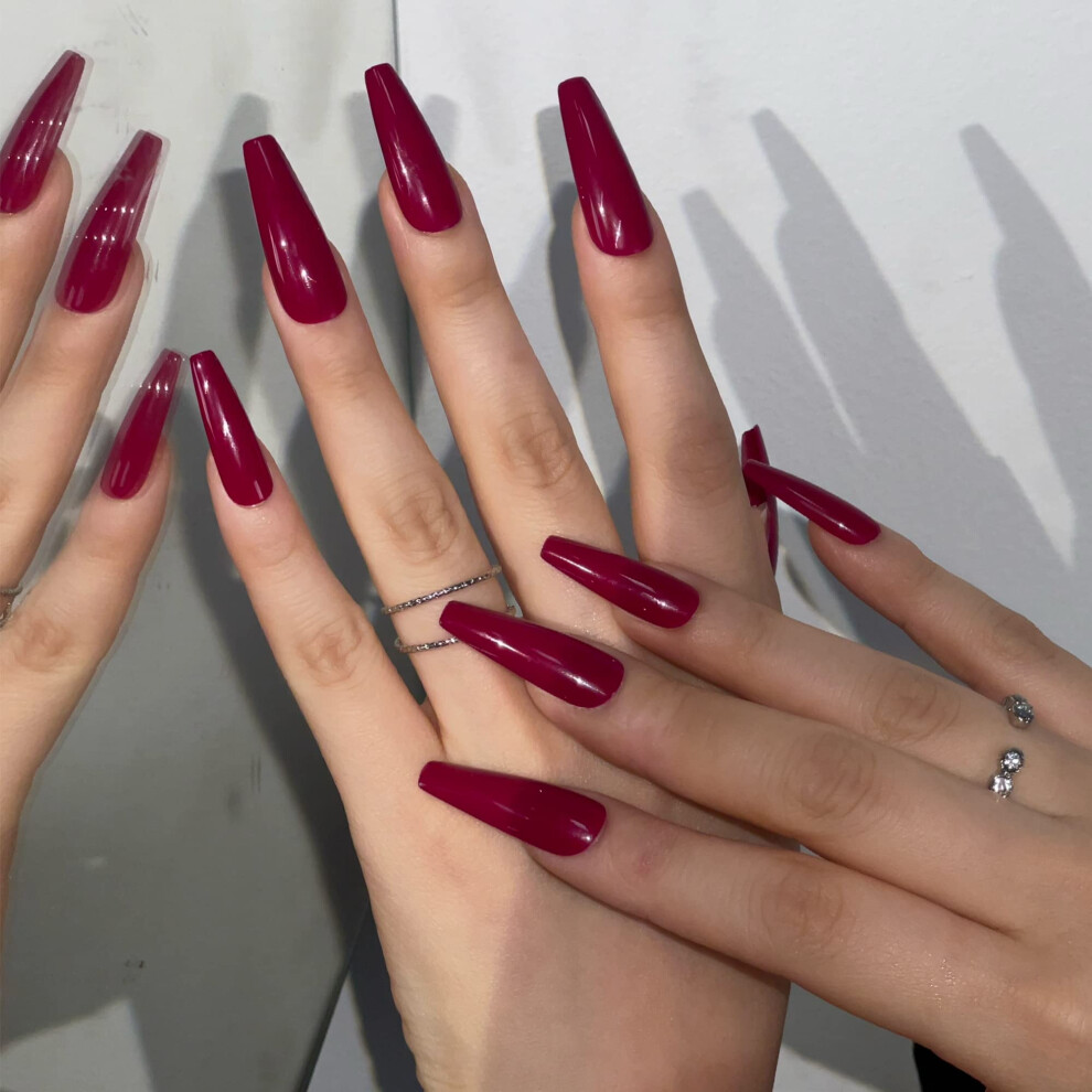 Goldfinger Gold Finger Press On Halloween Nails Full Cover False Nails Kit With Glue Solid Color Ready To Wear Gel Medium Long Length Nails (Feel So Fresh)