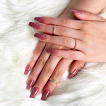Guld Finger Fuld D?kning Falske Negle Kit med lim ensfarvede Klar til B?re Gel Middellange negle (fjerlette)