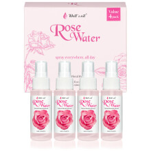 Well's Rosenvatten Mist Spray | 2 fl. oz. (4-pack) | 100% Naturligt | Fuktgivande & Lugnande | För Hud & Hårvård