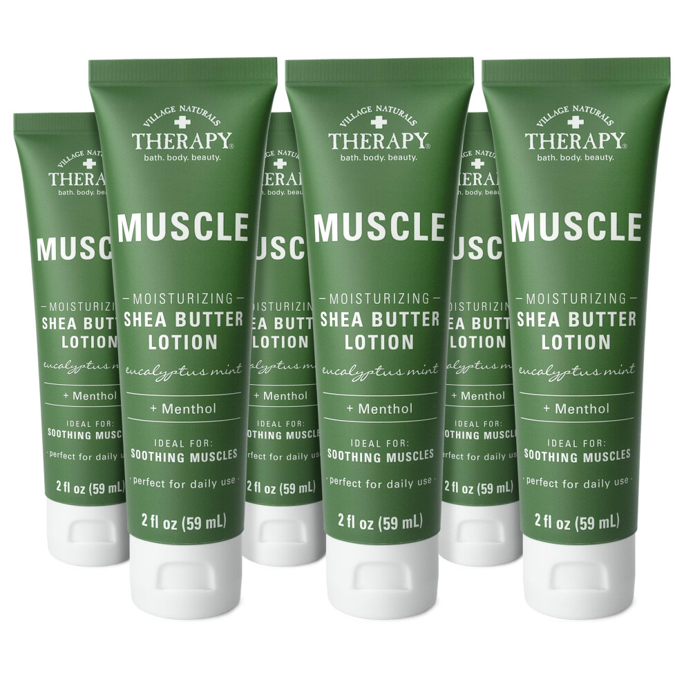 Village Naturals Therapy Muscle Shea Butter Lotion Eucalyptus Mint Scent 2 Fl Oz Pack Of 6