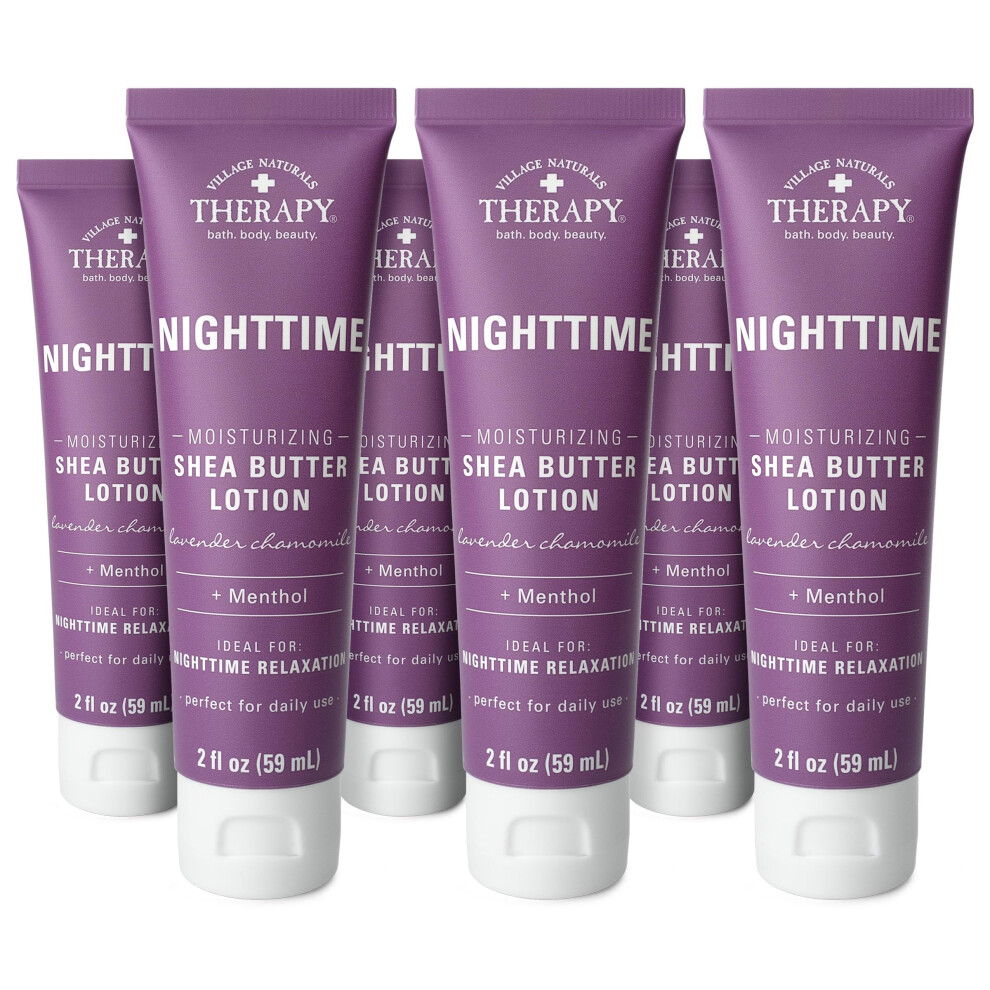 Village Naturals Lavender Therapy Nighttime Moisturizing Shea Butter Lotion Chamomile Daily Relaxation 6-Pack