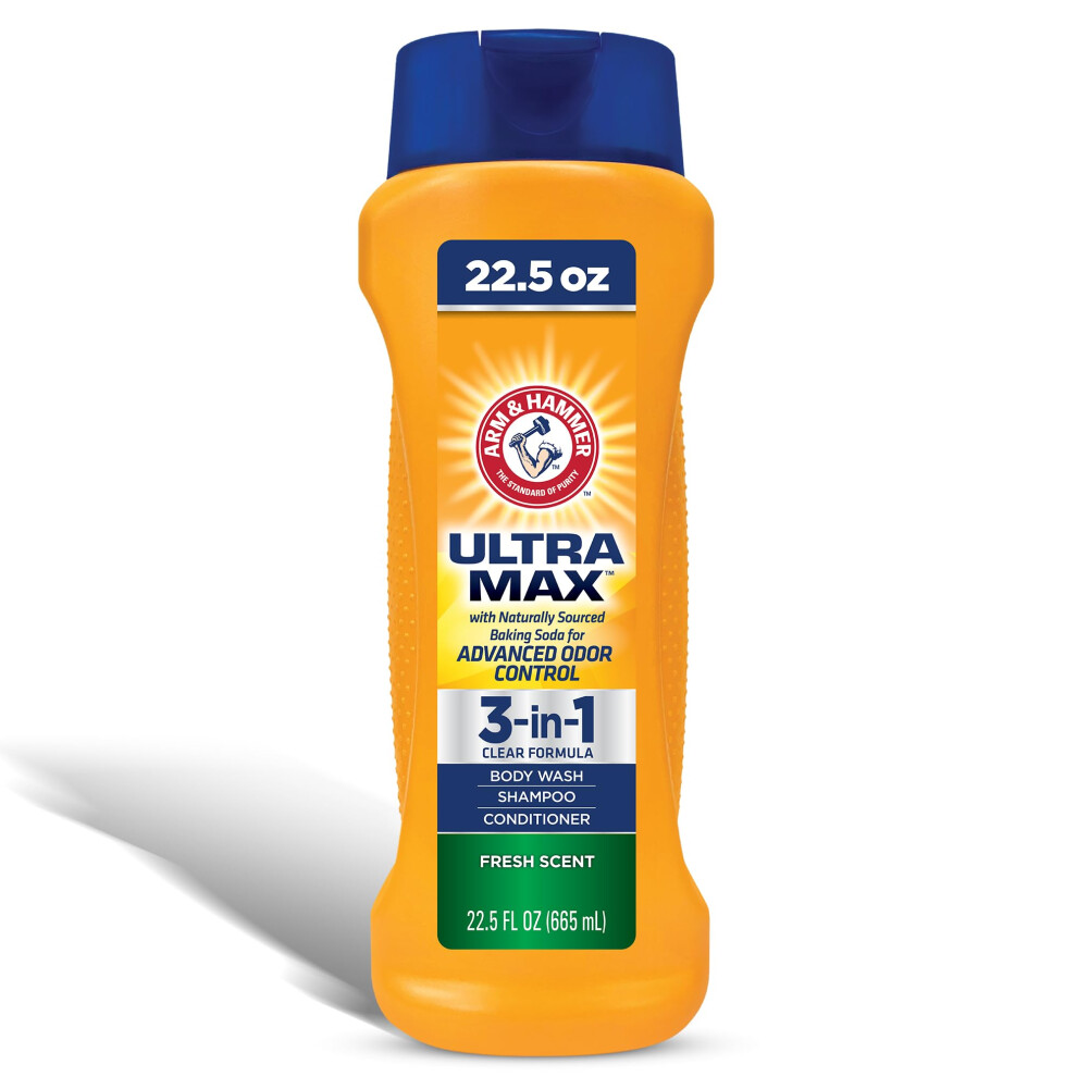 Arm & Hammer Essentials Mens Body Wash - Ultra Max 3-in-1 Fresh Scent 22.5oz - Non Toxic Mens Shampoo Conditioner Body Wash-image-OPC-PGMCFRM-NEW
