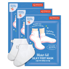 DERMAL Moistfull Silky Foot Mask 3 Pairs - Hydrating Foot Mask Socks for Dry Cracked Feet  Toes  and Callus - Ceramide  Shea Butter - Repair Rough Hee