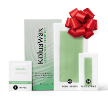 KoluaWax Vegan Wax Strips for Hair Removal - Easy to Use  Non-Irritating  Mess-Free Waxing Kit - 40 Body Strips  24 Face Strips  4 Post-Wax Soothing W