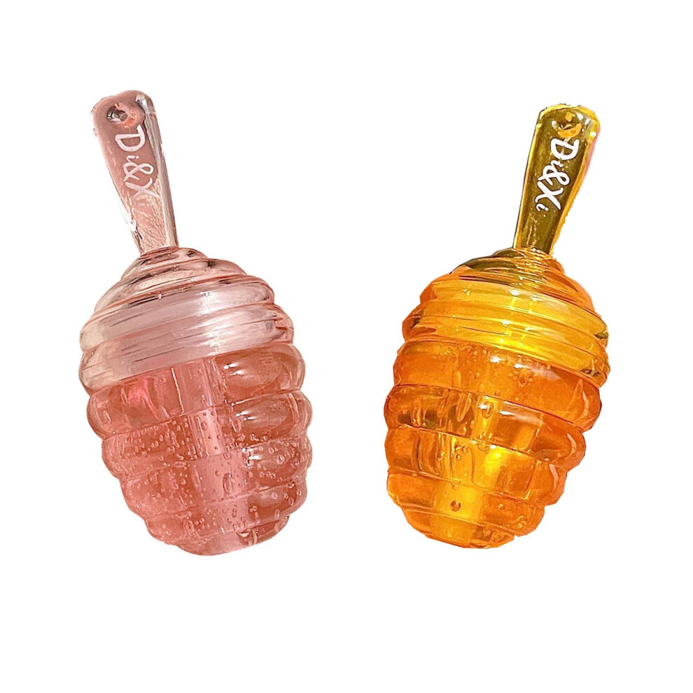 Ezyuanchly Peach 2Pcs Small Honey Pot Lip Oil And Honey Flavor Moisturizing Honey Lip Mask Lip Balm Day And Night Repair Lip Sleeping Masks Hydrating And Prevent