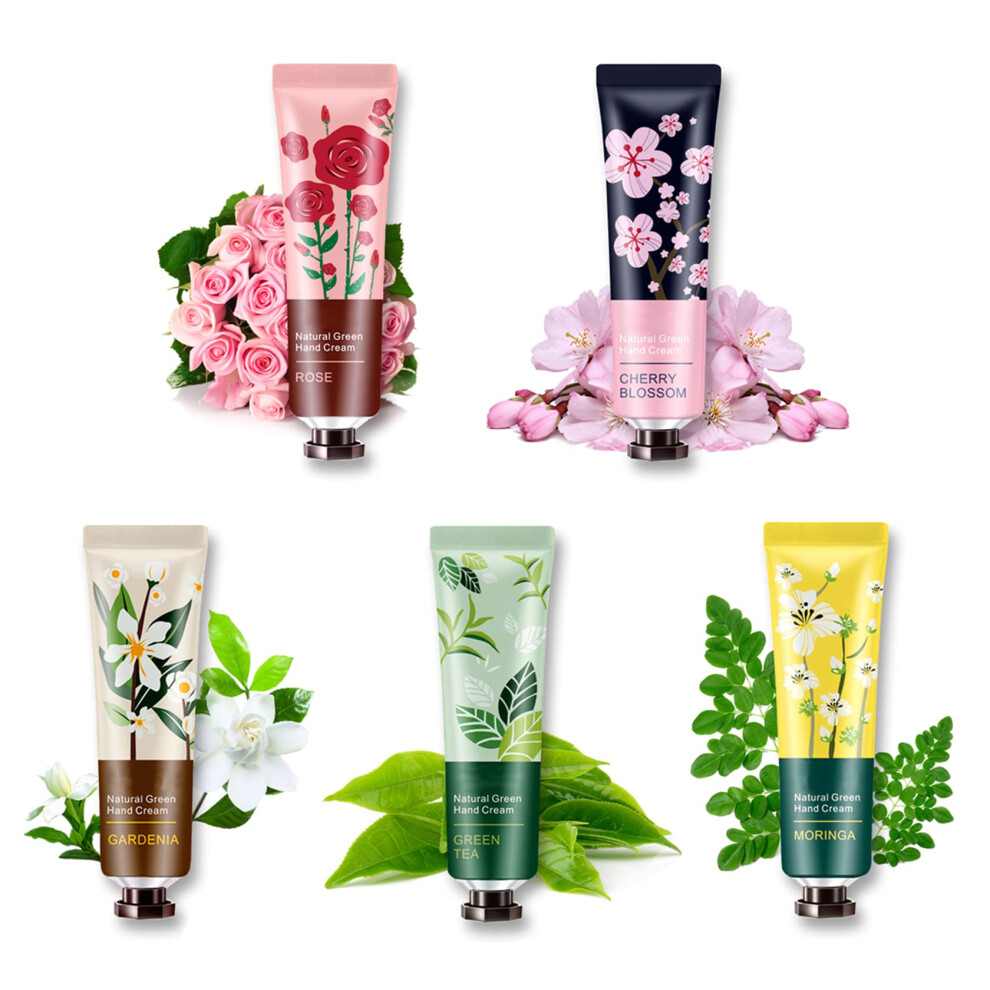Wyblzpxz 5Er-Pack Handcreme Mit Nat?Rlichem Botanischem Duft Und Blumen, Reisegeschenk, Feuchtigkeitsspendendes Mini-Handset F?R Rissige Und Arbe-image