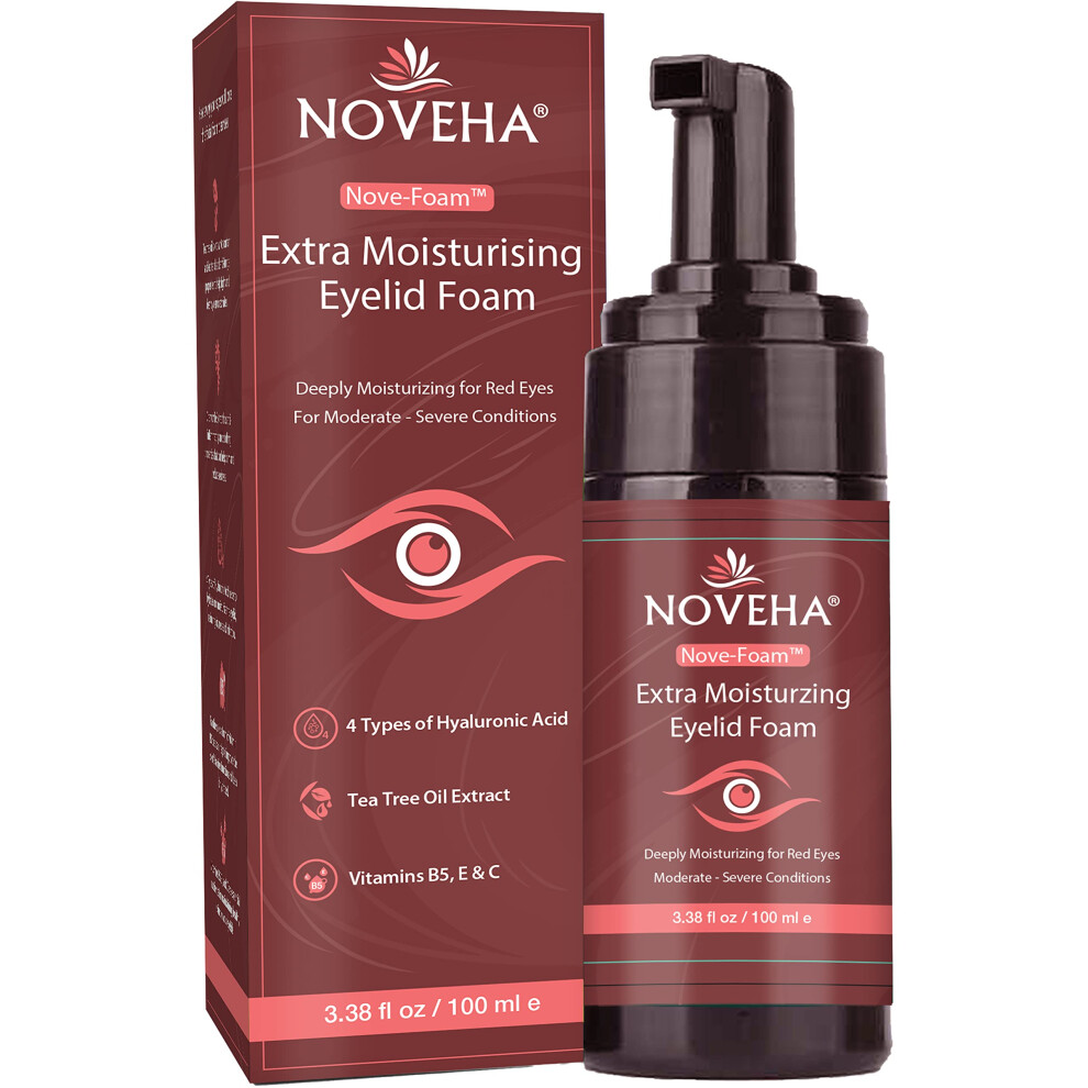 Noveha Extra Nove Eyelid Foaming Cleanser | Daily Skincare For Eyelashes & Lids, Eye Irritations, Stye Eyes, Skin Dryness, Moisturize With Organic Ing