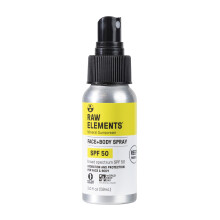 Raw Elements Face + Body Spray SPF 50 All-Natural Mineral Sunscreen - Reef Safe Water Resistant Broad Spectrum UVA/UVB Protection Safe For All