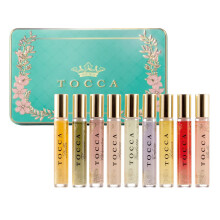 Tocca Luxury Fragrance Garderobe - Sæt med 9 rejsestørrelse Kvinder parfumer i gavebillede af tin -sagen inkluderer Florence Cleopatra Stella Giu