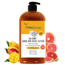 Tropical Body Lotion - Shea Butter Argan Avocado Oil & Vitamin E - Natural Plant based Non-Greasy Vegan Cruelty-Free Nourishing Moisturizer H