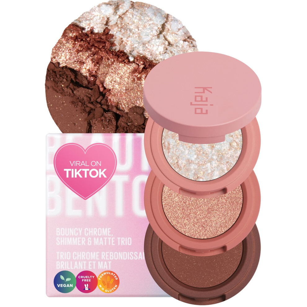 Kaja Beauty Bento Collection | Mosaic Chrome + Shimmer + Matte | 18 Coral Sunrise - Coral Peach | 2019 Best Of Beauty Award In Glitter-Pressed Categor