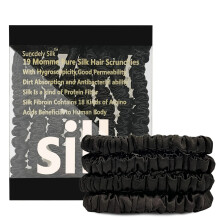 Suncdelv Silk 100% Silk Scrunchies for Hair 22 Momme Hair Ties for Anti-Crease & Breakage Natural Women Hair Accessories Fashion Hairbands 4PCS(B