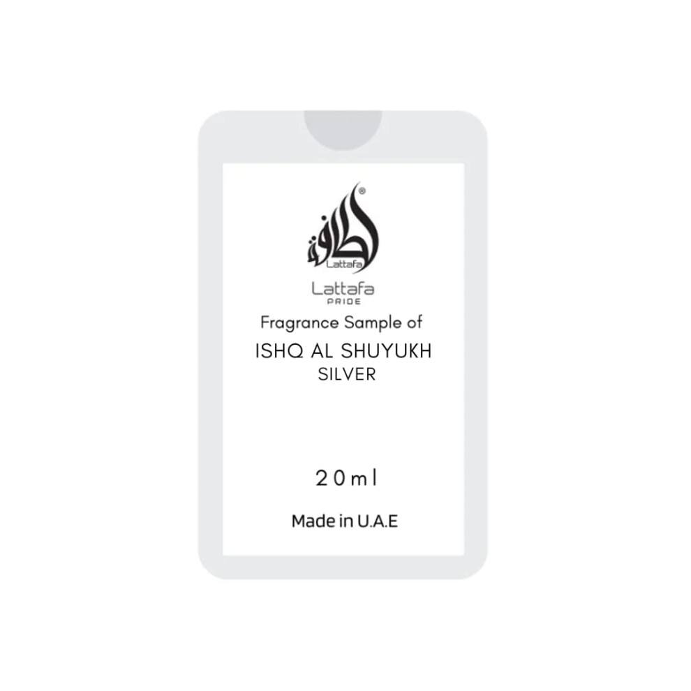 Lattafa Perfumes Ishq Al Shuyukh Silver pour eau de parfum unisexe, format d'essai, vaporisateur 20 ml/0,67 once