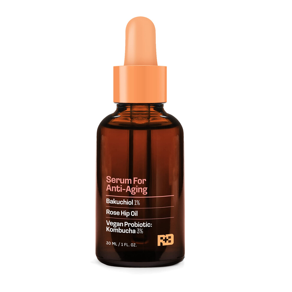 Real Basic Serum for Anti-Aging with Bakuchiol  Rose Hip Oil and Vegan Probiotic Kombucha 1 oz. - Backuchiol Anti Aging Serum & Bakuchiol Skin Renewal