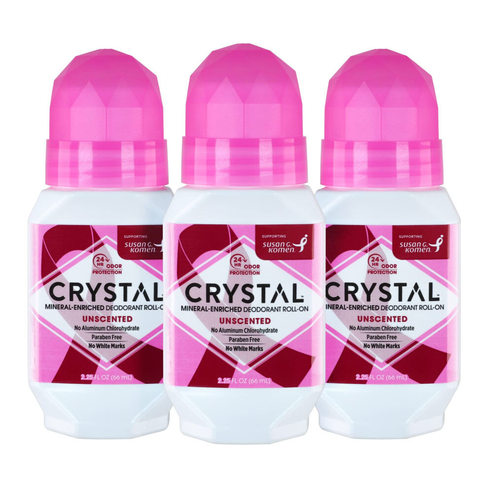 CRYSTAL BODY DEODORANT Roll-On - Unscented Susan G Komen (2.25 fl oz) - 3 Pack - Packaging May Vary-image-OPC-PGMCHDX-NEW