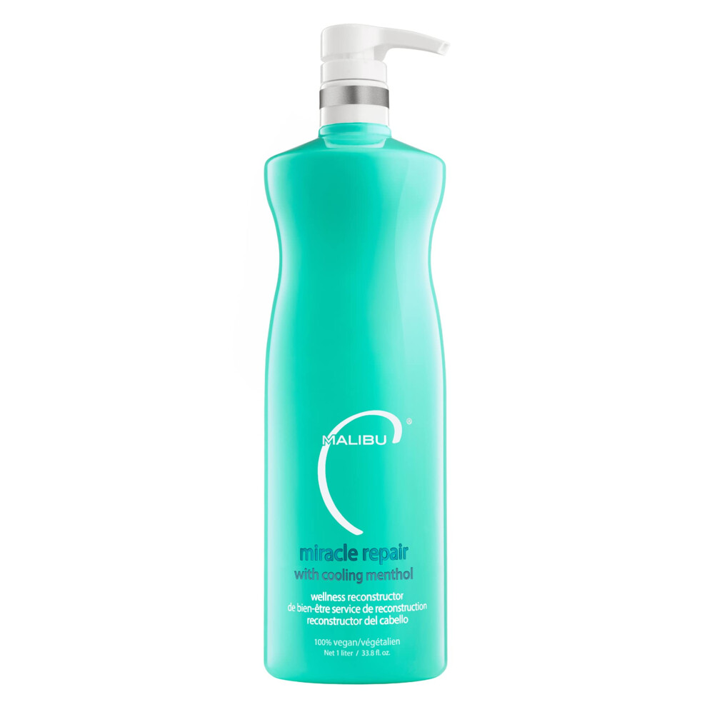 Malibu C Hair Reconstructor - Hydrating Mask for Dry Damaged Hair  Hair Growth Mask with Cooling Menthol  Vegan Hair Repair Treatment  33.8 fl oz