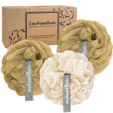 myHomeBody 60g Luffa szivacs testradr frdoszivacs Luffa noknek Frfi | Hmlaszt szivacsos tusfrdo aktv sznnel - 3 csomag 2 karamell + 1 zabtej