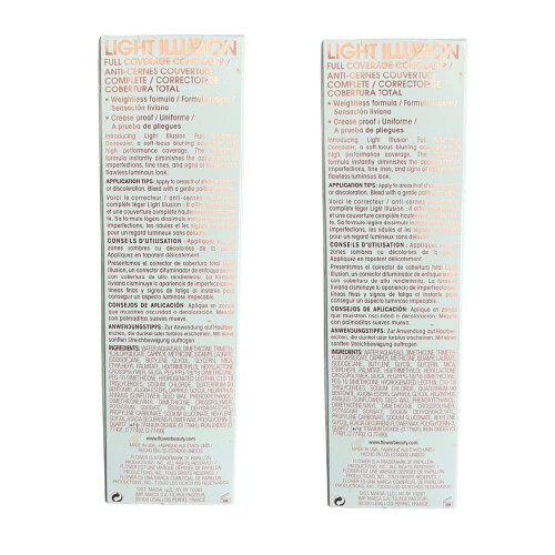 Frpackning med 2 Flower Beauty Light Illusion Full Coverage Concealer Deep D2-3 2