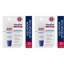 Aquaphor Lip Repair Ointment - Lngvarig fukt fr att lugna torra spruckna lppar - .35 fl. uns. Rr (paket med 2)