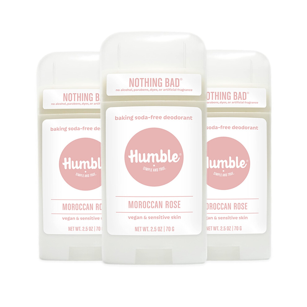 Humilde, Sencillo Y Tr Humble Brands Aluminum-Free Deodorant Vegan And Cruelty- Free Formulated For Sensitive Skin Moroccan Rose 3 Pack 2.5 Ounce