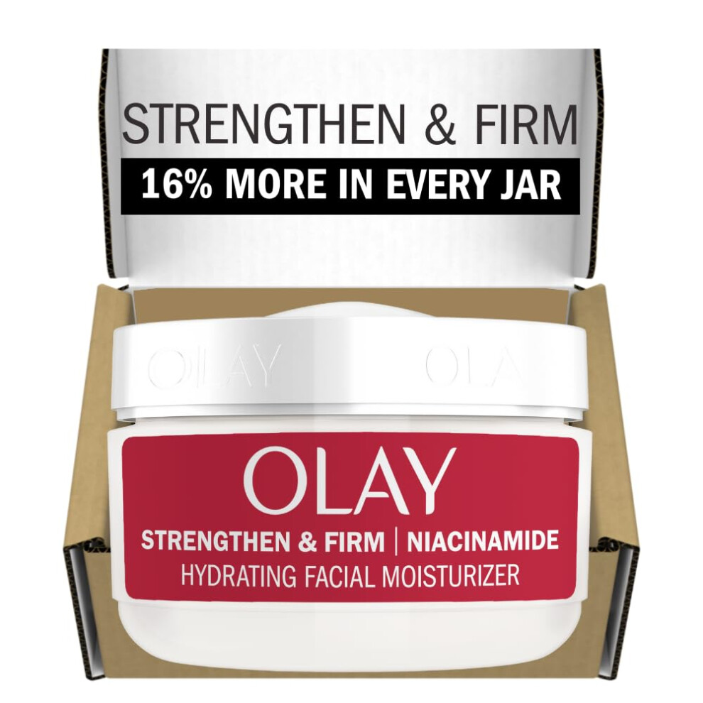 Olay Strong & Firm Niacinamide Face Moisturizer  2 oz Renewing Face Cream for Hydration and Skin Cell Turnover with 99% Pure Niacinamide  Recyclable E