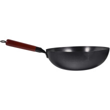 Nepriľnavá železná panvica Viacúčelová panvica na varenie Stir Fry 32 cm Tradičná Wok Pevná drevená rukoväť