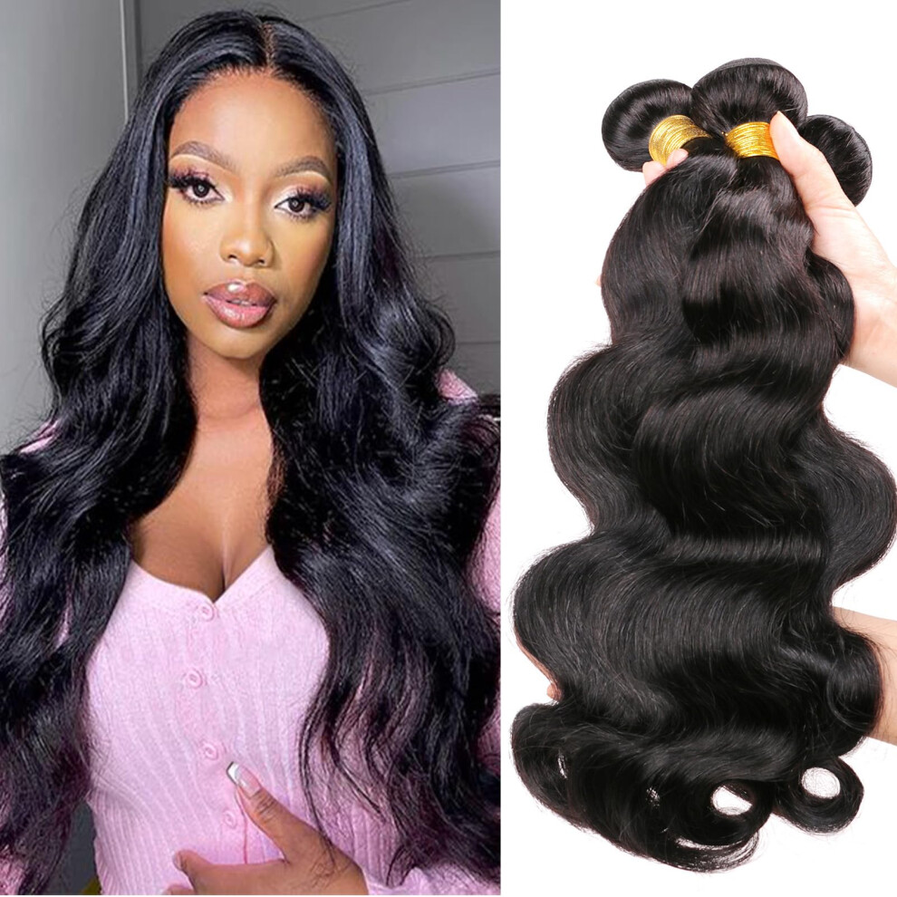 Daimer Brazilian Body Wave Human Hair Weave 3 Bundles 14 16 18 Inches Body Wave Virgin Hair Extensions Unprocessed Hair Weft