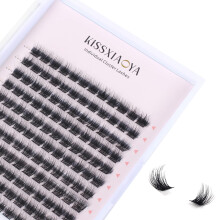 KISSXIAOYA Cluster Lashes Extensions  144Pcs Individual Cluster Lashes D Curl 11mm  Wide Stem Cluster Eyelashes Soft Natural False Eyelashes Cluster D