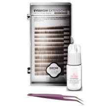 Kit de extensiones de cejas con 1 x bandejas de cejas de visn en marrn oscuro viene bandejas de longitud mixta 5-8 mm Mix Extensin de ceja Glu