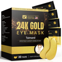 Taimand Under Eye Patches (30 Pairs) 24K Gold Under Eye Mask for Puffy Eyes Dark Circles Bags and Wrinkles with Collagen Relieves Pressure and