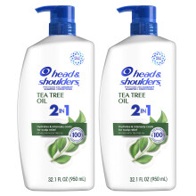 Head & Shoulders 2 in 1 Dandruff Shampoo and Conditioner Anti-Dandruff Treatment Tea Tree Oil for Daily Use 32.1 oz Each Twin Pack
