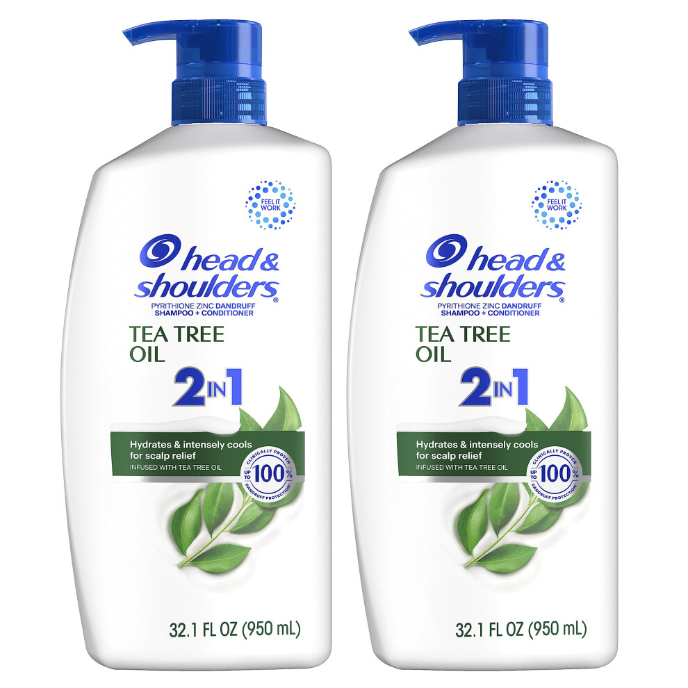 Head & Shoulders 2 in 1 Dandruff Shampoo and Conditioner  Anti-Dandruff Treatment  Tea Tree Oil for Daily Use  32.1 oz Each  Twin Pack