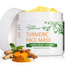 Wild Naturals Turmeric Clay Face Mask for Acne & Dark Spots - Gentle Soothing Mask with Vitamin E for Men & Women - Natural Clay Mask for Clear Skin