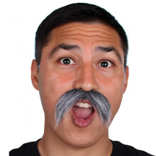 Baffi finti autoadesivi fai da te, materiale per barba finta, baffi originali per feste in maschera e Halloween (grigio)