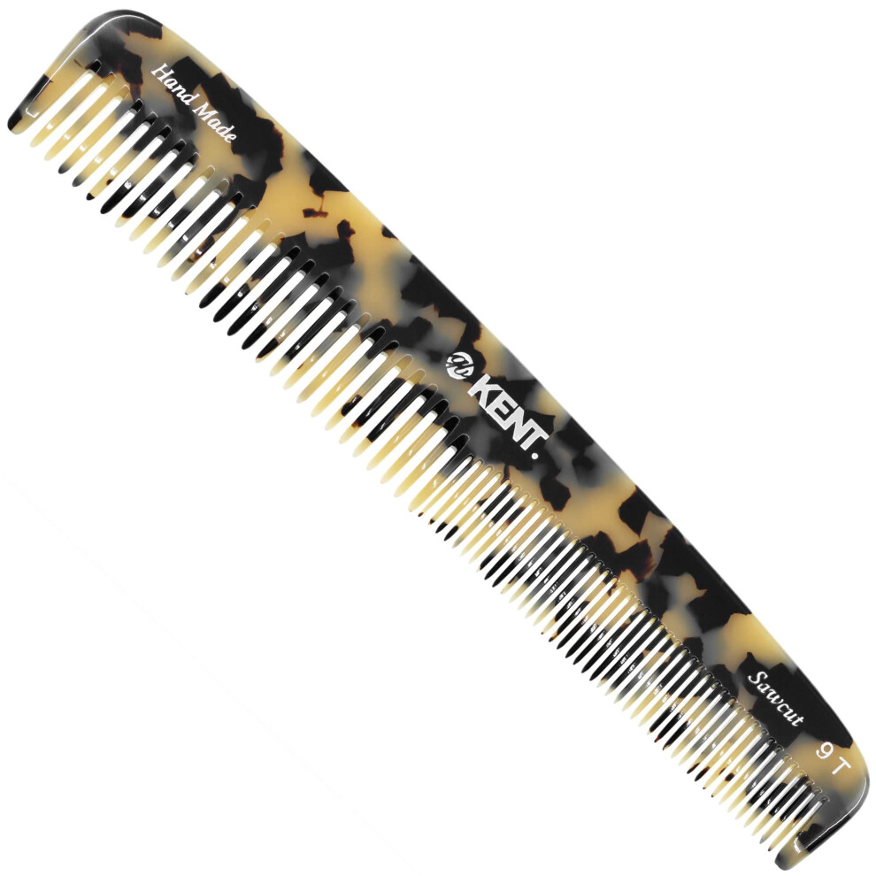 Kent 9T Fine Tooth and Wide Tooth Comb Detangler Hair Combs - Large Handmade and Saw-Cut Dressing Comb - Wet Hair Comb for Women  Durable Grooming Com