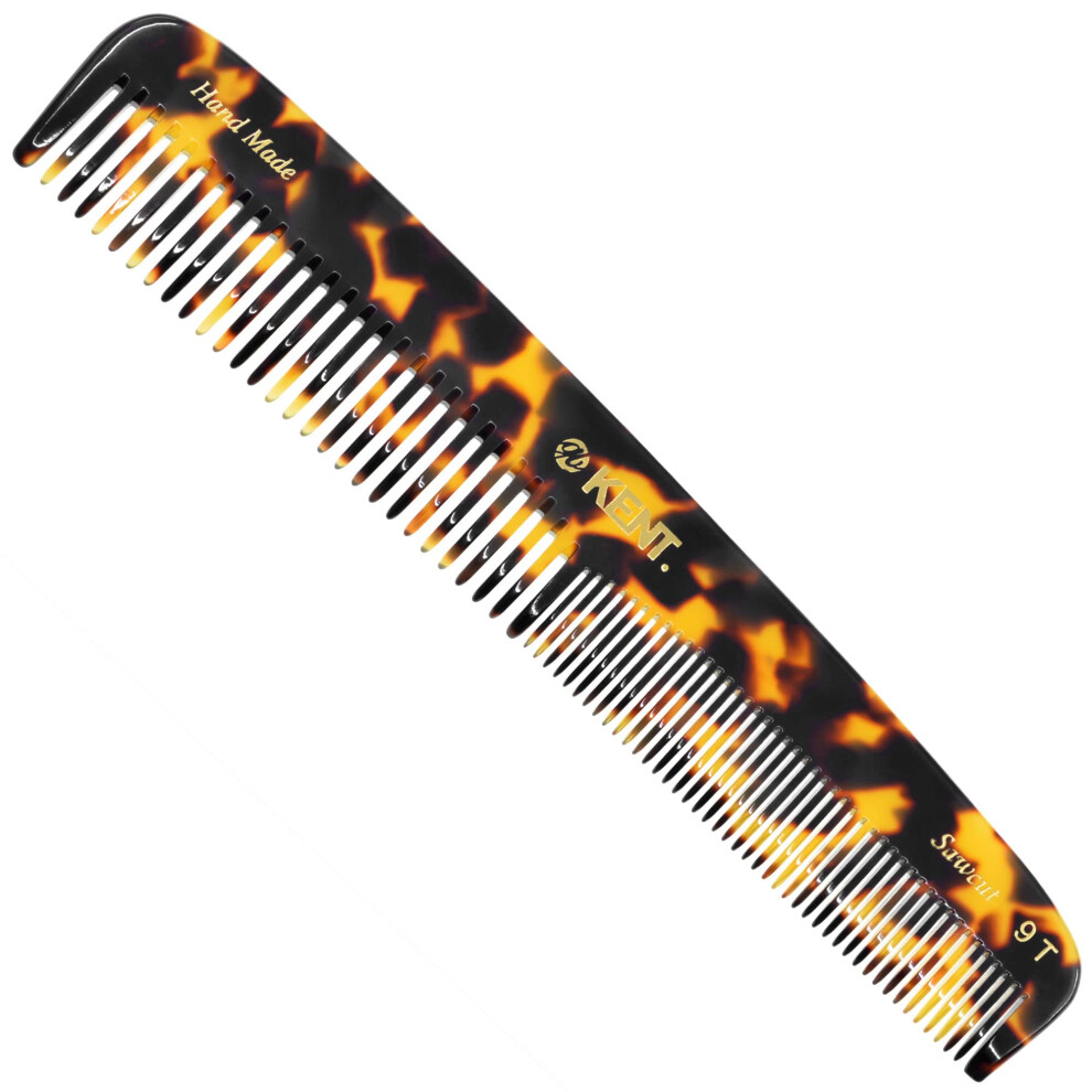 Kent 9T Fine Tooth And Wide Tooth Comb Detangler Hair Combs - Large Handmade And Saw-Cut Dressing Comb - Wet Hair Comb For Women Durable Grooming Com