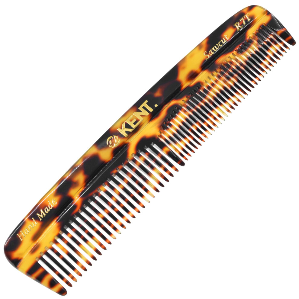 Kent Unisex Yellow Fine And Wide Tooth Hair Comb Handmade Pocket Comb For Men Best Beard Comb And Mustache Comb For Grooming And Styling Sawcut Comb