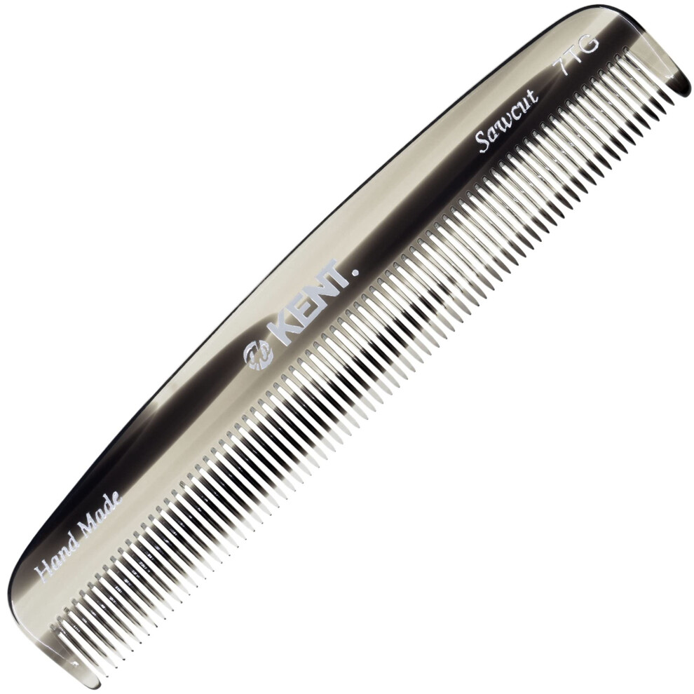 Kent 7T G All Fine Tooth Pocket Comb for Men - Handmade Hair Comb for Men for Everyday Grooming and Styling - Travel Comb for Hair Care  Mustache and