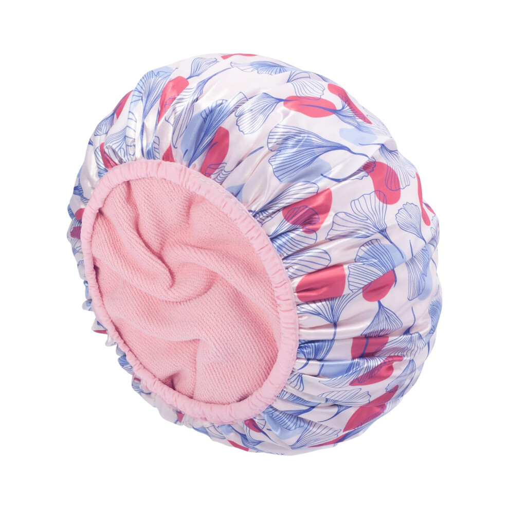 Bonnet de douche Auban pour femme, doublure en tissu éponge, extérieur en EVA, réutilisable, double couche, imperméable, grand bonnet de bain, ac