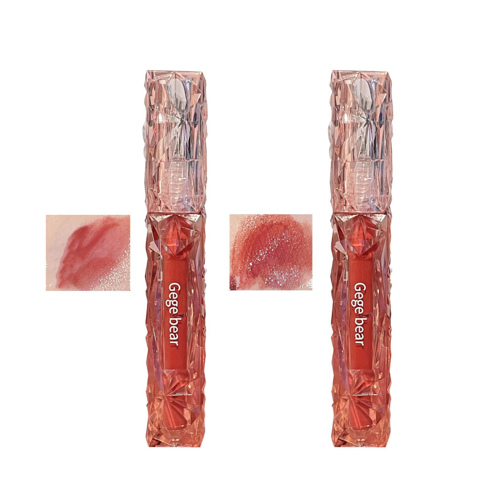 Diamond Moisturizing Mirror Lip Gloss Summer Moisturizing Liquid Lipstick Spring Peach Sleeping Agate Two Color Packaging Durable Waterproof Daily Sta-image-OPC-PGMCQJQ-NEW