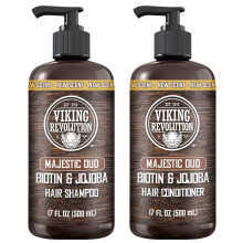 Viking Revolution Majestic Oud Mens Shampoo and Conditioner Set with Biotin and Jojoba Oil - Natural Hair Shampoo and Hair Conditioner for Men wi