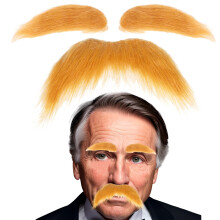Set di baffi finti autoadesivi fai da te, materiale per barba finta, baffi originali per feste in maschera e Halloween (zenzero (sopracciglia e b