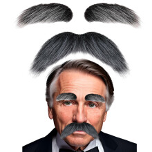 Set fai da te di baffi e sopracciglia finti autoadesivi, materiale per barba finta, baffi originali per feste in maschera e Halloween (grigio (so