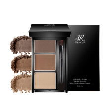 Eyebrow powder three-color brow disc waterproof eyebrow powder eyebrow makeup kit eyebrow filler to shape natural eyebrows (02# Brown light brown s